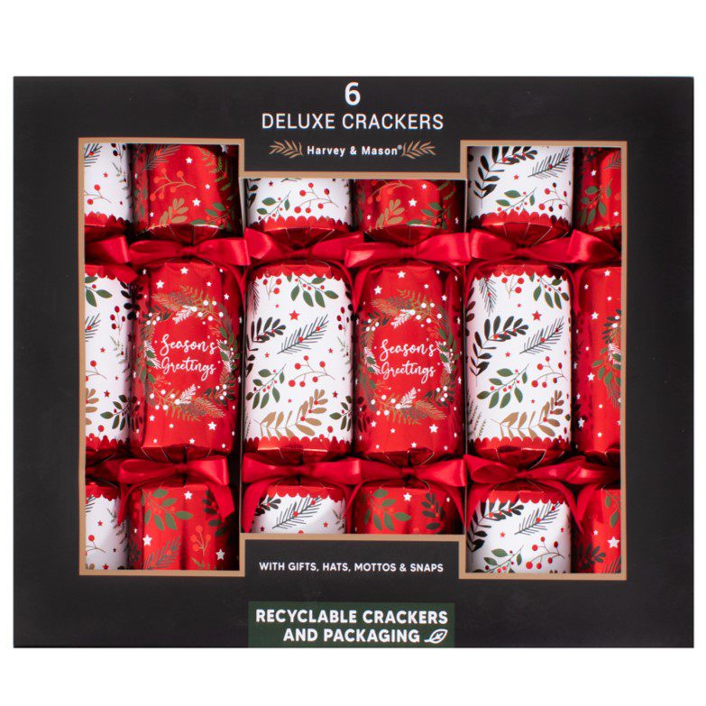 Harvey & Mason 6 Deluxe Floral Wreath Christmas Crackers 5015302182533